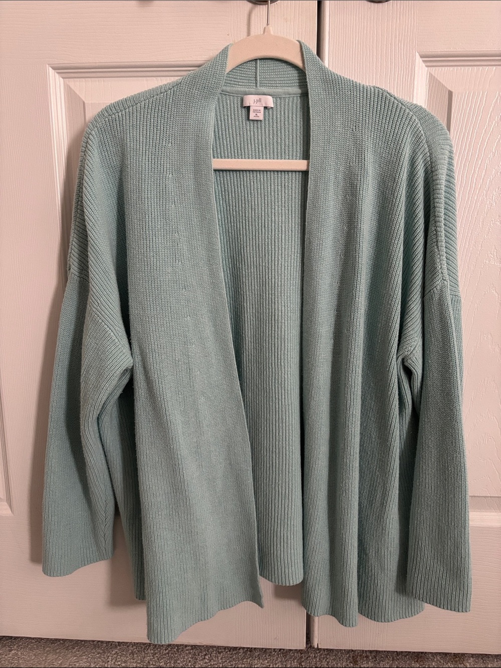 J. Jill Mint Open-Front Ribbed Cardigan
